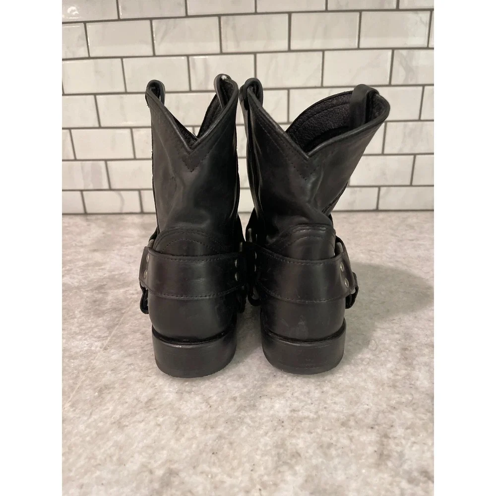 Frye Phillip Riding Boots Womens 6 Black Harness 8R Leather Ankle Moto Classic - Picture 4 of 10